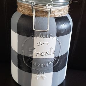 Buffalo Plaid Hand Painted Jar
